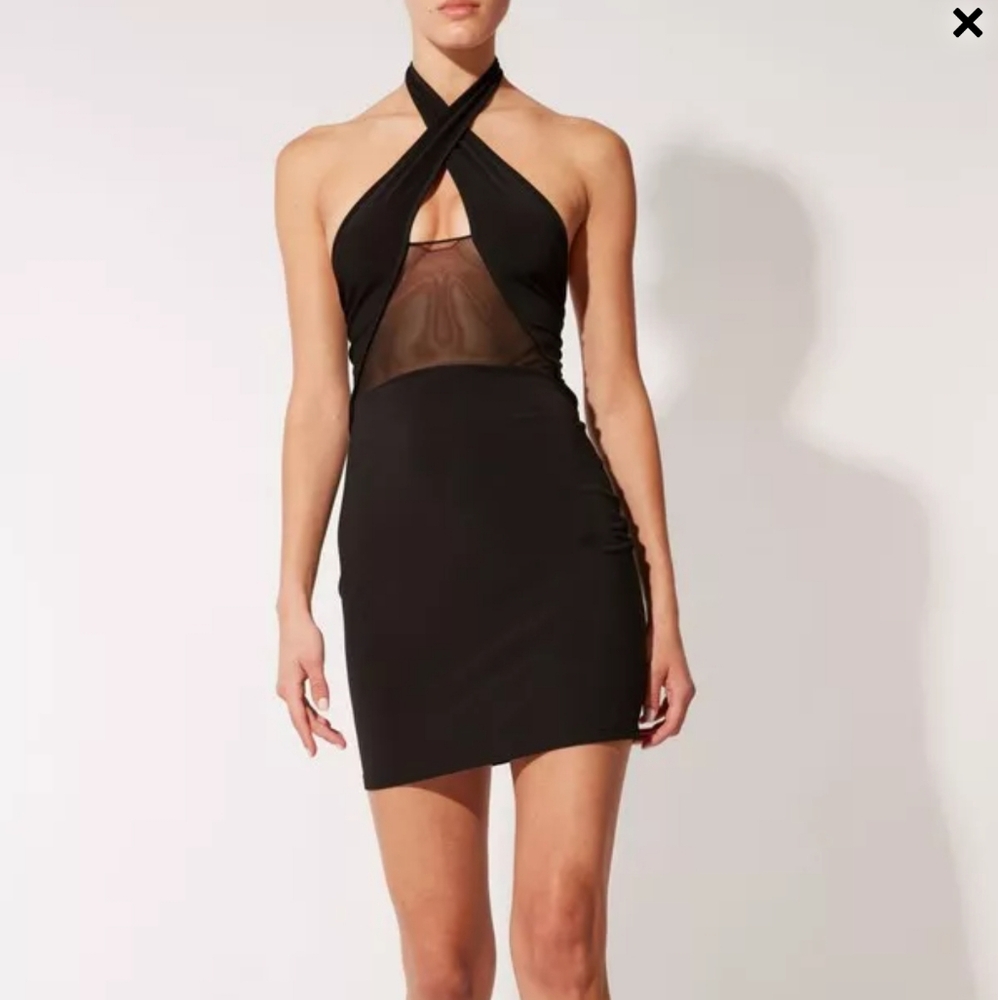 Solid & Striped The Gina Black Mesh Halter Backless Mini Dress NWT Small